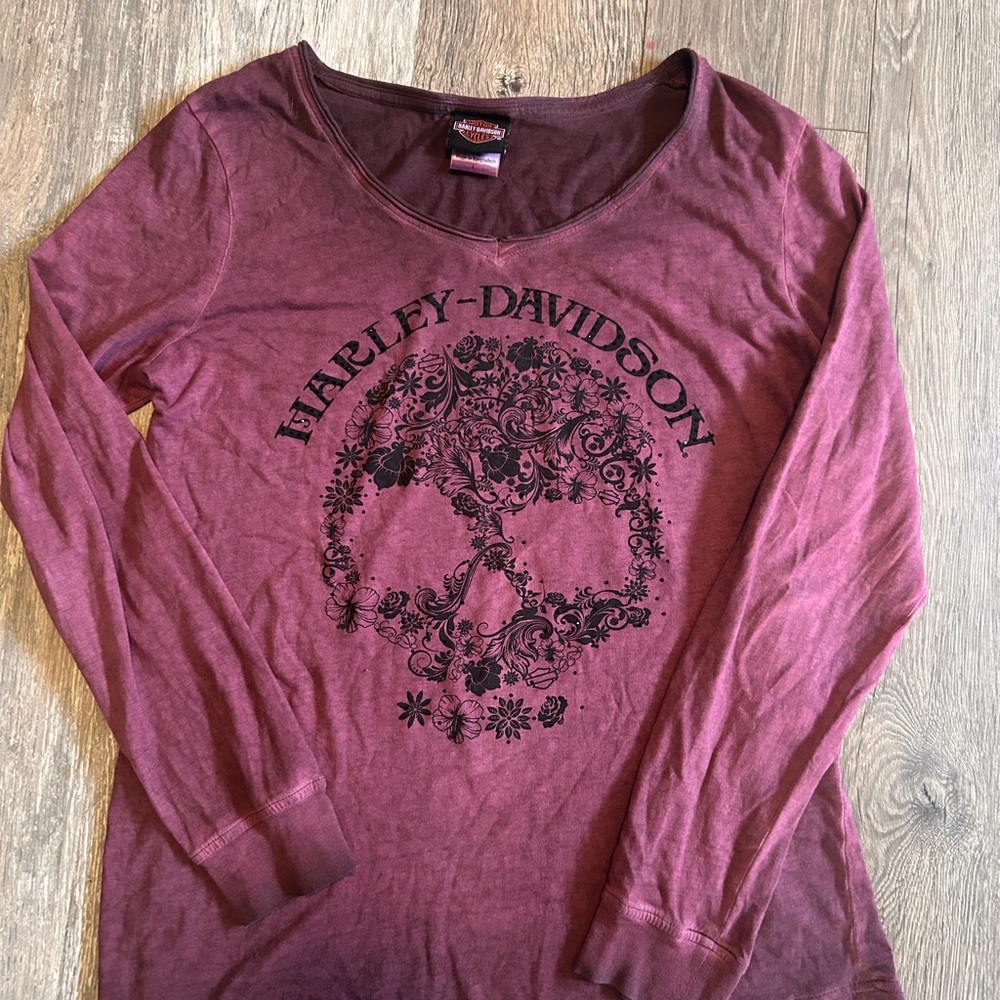 Harley-Davidson Women's Burgundy Long Sleeve Top
